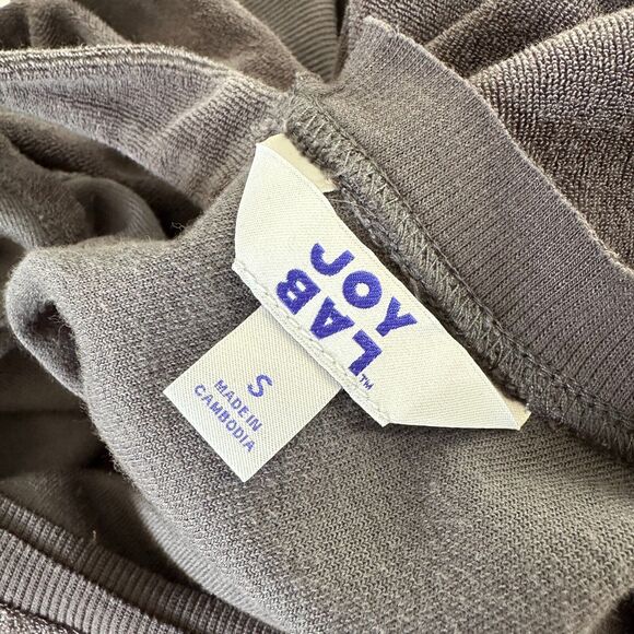 Joy Lab Dark Gray Long Sleeve Crop Terrycloth Sweater Faux Wrap Open V-Back SM - Picture 10 of 16